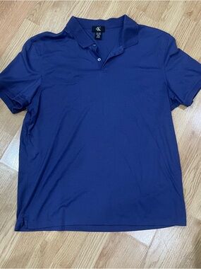 Calvin Klein Mens XL Blue Polo Shirt Short Sleeve Cotton Casual Classic